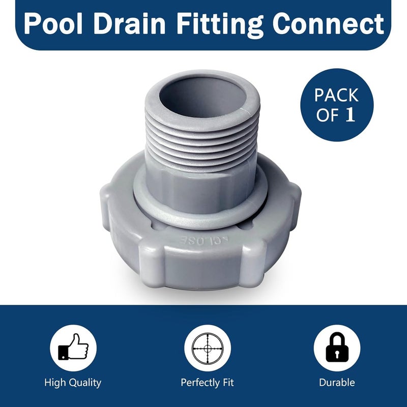 RM Romansk Pool Drain Fitting Connects fits for Coleman Pools, ID1.5-inch Connect To The Bottom Of The Pool and OD1.0-inch Connect To The Garden Pipe - Image 2